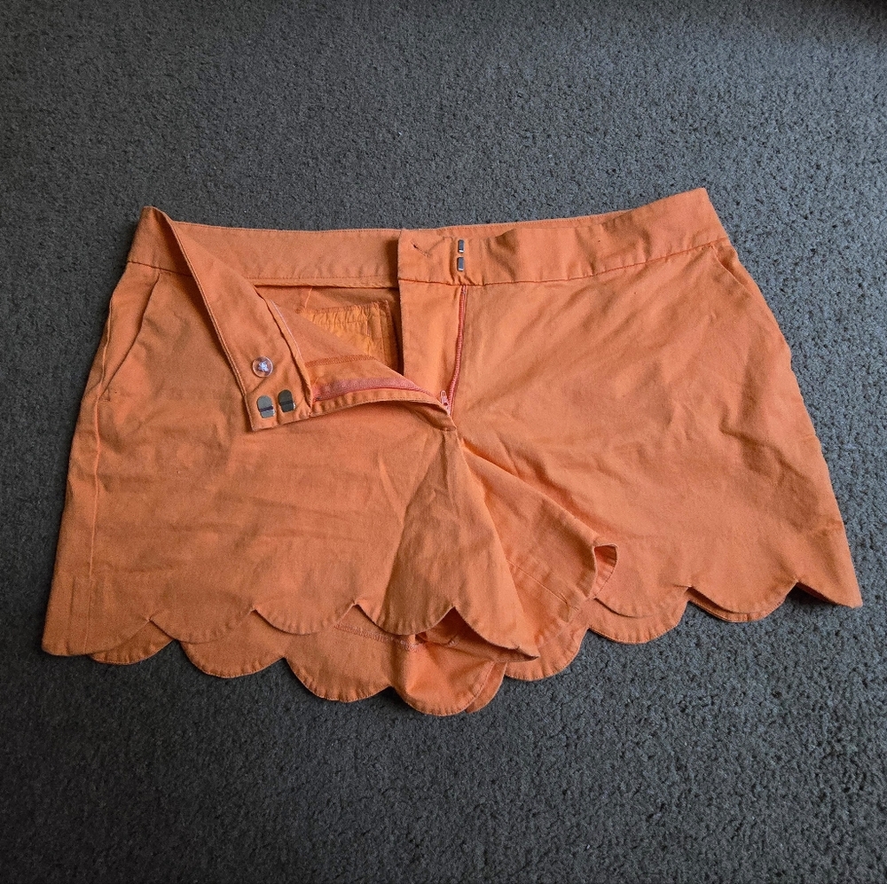 Crown & Ivy Coral Orange Scallop Shorts - Picture 3 of 6